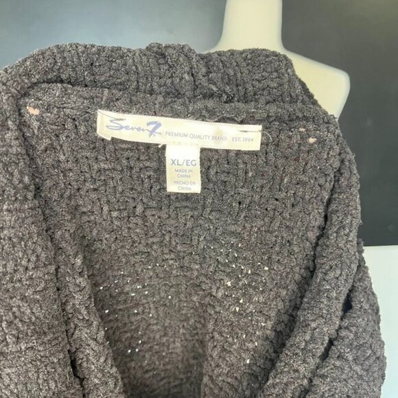 Seven7 Black Chunky Knit Cowl Neck Sweater XL - Picture 9 of 15